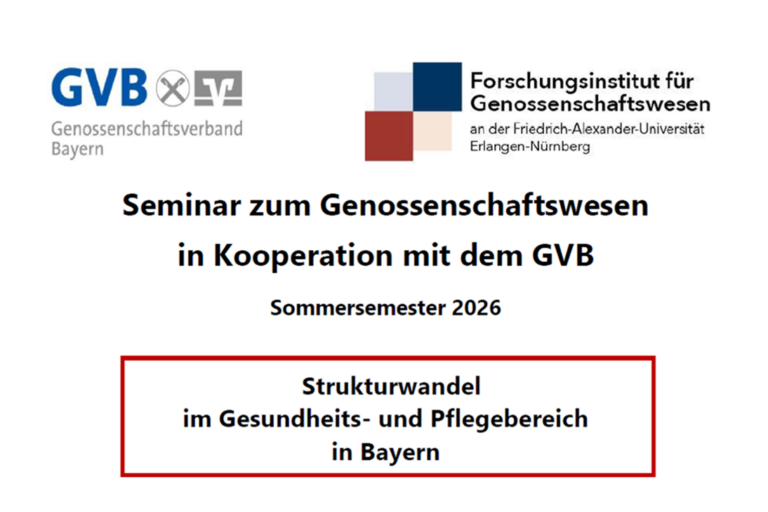 Jetzt anmelden: Seminar zum Genossenschaftswesen – Strukturwandel im Gesundheits- und Pflegebereich in Bayern